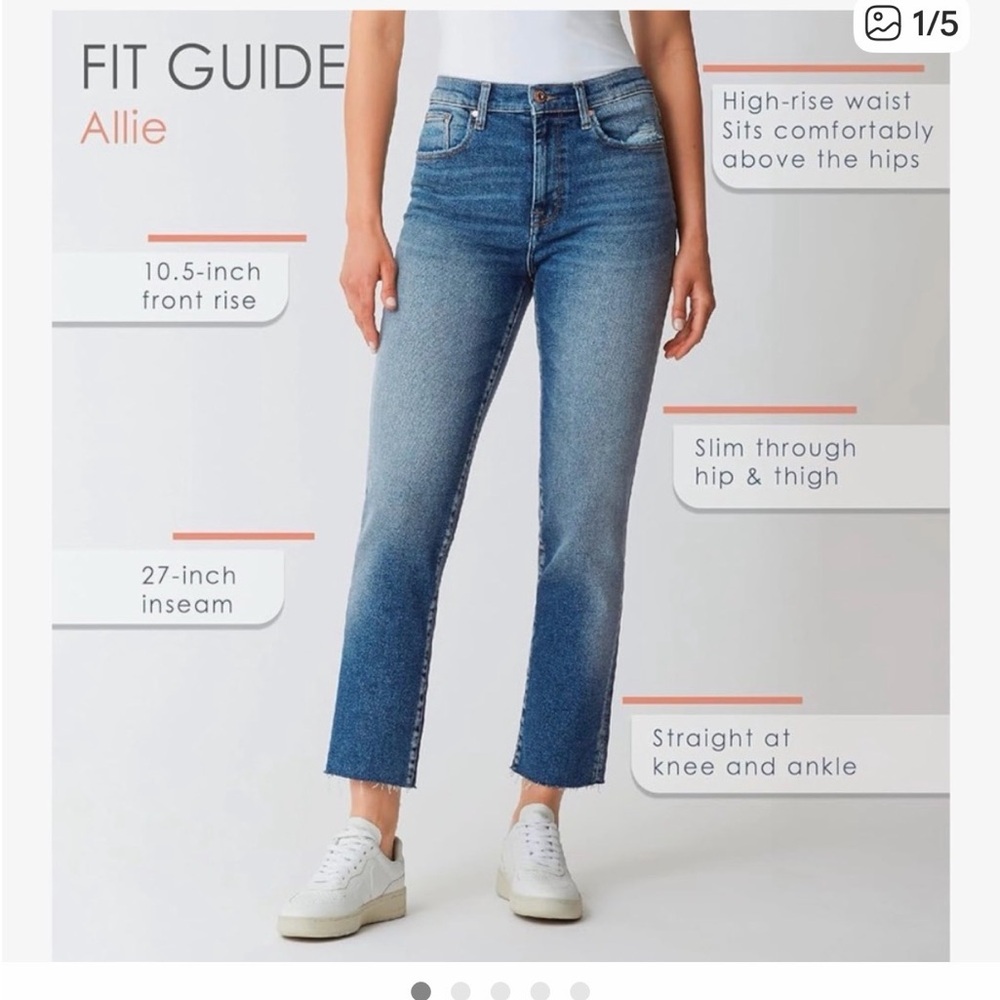 Kensie Allie High-Rise Straight Jeans in Medium Blue